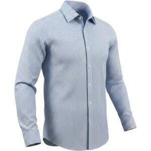 TM Lewin Mens Blue White Stripe Fitt Non-Iron Dress Shirt 16.5 34.5 French‎ Cuff